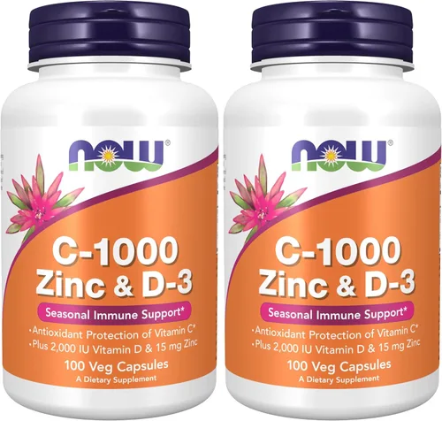 Miniatura 8 de Now Supplements, C-1000 Zinc & D-3, apoyo inmunológico estacional*, 100 cápsulas vegetales