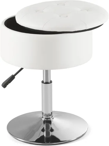 Miniatura 11 de Gitrah Silla de Tocador Negra para Cuarto de Maquillaje Taburete de Tocador para Cuarto de Maquillaje Redondo Acolchado de Cuero PU Silla