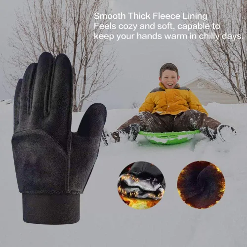 Miniatura 3 de Guantes de invierno para niños, repelentes al agua, pantalla táctil, forro polar cálido, antideslizantes, para niños, niñas y adolescentes de 3 a 15