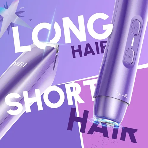 Miniatura 7 de BYART Recortadora de bikini para mujer de doble cabeza, IPX7, resistente al agua y sin dolor para cabello púbico, cara, piernas, axilas, afeitadora