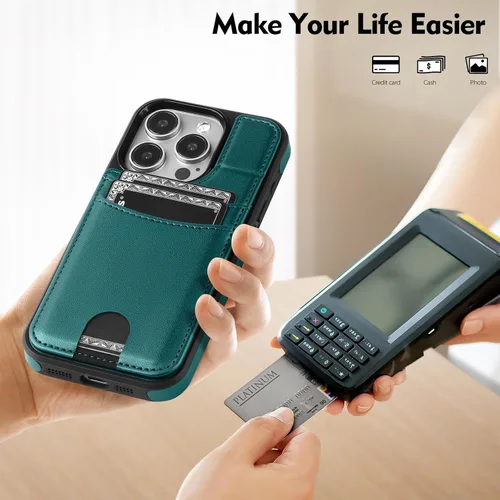 Miniatura 7 de SkyEagle Funda compatible con Magsafe para iPhone 13 Pro Max con soporte para tarjetas, función atril, bloqueo RFID, ranuras para tarjetas