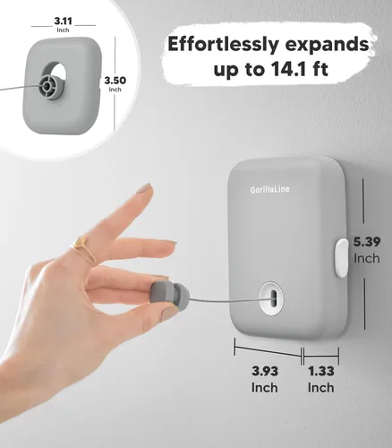 Miniatura 4 de GorillaLine - Tendedero retráctil para interiores y exteriores - Línea de lavandería de secado de ropa resistente - Tendedero montado en la pared