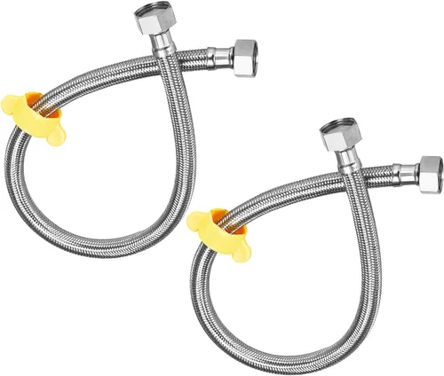 Miniatura 8 de METALLIXITY Conector de línea de suministro de grifo (7.874 in/8 pulgadas), 2 piezas, conector de manguera de suministro de agua 304 hembra G1/2