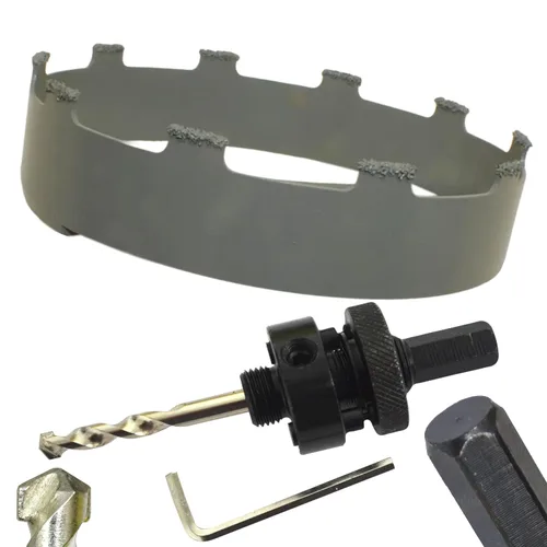 Miniatura 10 de Sierra de agujero HSS con mandril piloto de 2 piezas de alta velocidad para perforar madera y acero, broca de 1/4" de diámetro y eje, broca piloto