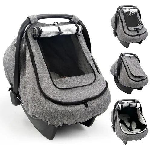 Miniatura 8 de TinlyFinly Funda impermeable para asiento de automóvil para bebé, cubierta de lluvia de asiento de automóvil de 2 capas con ventana transparente