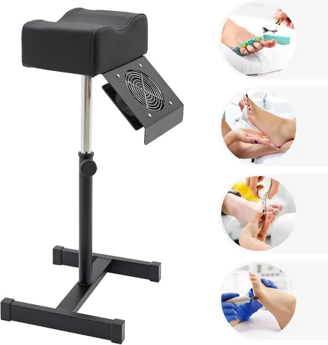Miniatura 8 de Reposapiés de pedicura, taburete de pedicura con ventilador de limpieza de polvo, reposapiés ajustable, sillas de masaje para el cuidado de los Negro