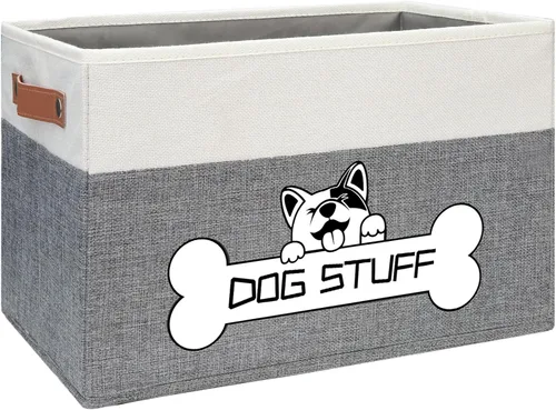 Caja de juguetes plegable para perros, almacenamiento de tela para mascotas, organizador plegable para decoración del hogar con asa, cesta de Gris
