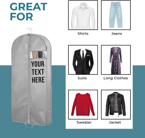 Miniatura 10 de Personalized Passion Bolsas de ropa para hombres y mujeres, tamaño perfecto de 60 pulgadas, funda de traje para viajes y almacenamiento, bolsa