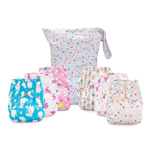 Miniatura 15 de Simple Being Pañales de tela reutilizables, doble refuerzo, talla única, lavables, suaves, absorbentes, impermeables, ecológicas, unisex, para bebé