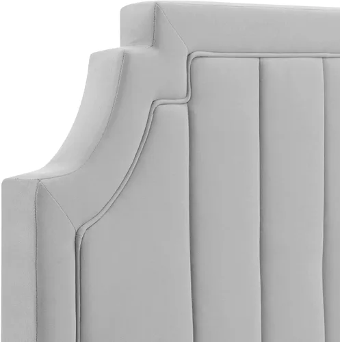 Miniatura 6 de Modway Alyona - Cabecera capitoné de terciopelo de alto rendimiento, color gris claro