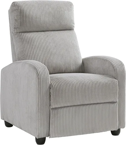 Miniatura 10 de Lexicon Sillón Reclinable de Pana con Respaldo Empujable Sillón Butaca Reclinable de Empuje hacia Atrás, Marco de Madera Sólida y Base de Metal