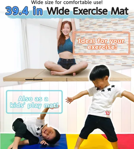 Miniatura 2 de KaRaDaStyle - Tapete de gimnasia plegable y estirable de 71"x39"x2", para entrenamiento muscular, para niños, barra horizontal de juego, tapete