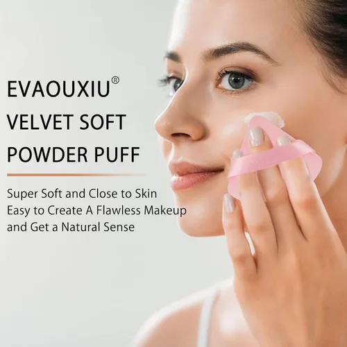 Miniatura 2 de 2 piezas EVAOUXIU esponjas triangulares para polvo facial, esponjas suaves y mullidas para fijar el polvo, esponjas cosméticas de terciopelo para 2