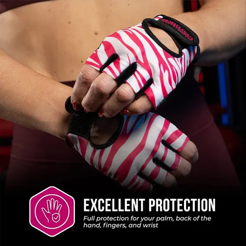 Miniatura 4 de Contraband Pink Label 5277 Design Series - Guantes de levantamiento y remo con estampado de cebra (par) – Ligero vegano medio acolchado