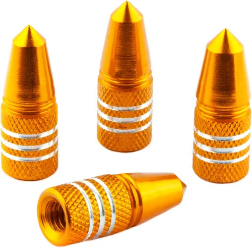Miniatura 20 de Presta - Tapones de válvula de aluminio anodizado, uso en válvulas Presta/Francesas, diseños: bala, cohete, hamburguesa, cohete de bolsillo