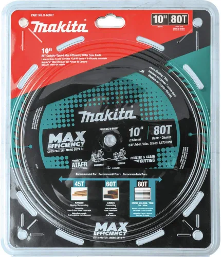 Miniatura 4 de Makita B-66977 Hoja de sierra ingletadora de máxima eficiencia con punta de carburo 80T de 10