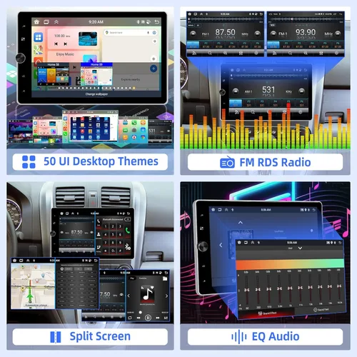 Miniatura 6 de [2G+64G] Android 13 giratorio único DIN vertical coche estéreo 10.4 pulgadas pantalla táctil Radio unidad con Carplay inalámbrico y Android Auto/EQ