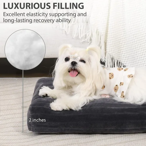 Miniatura 3 de Cama para Jaula de Perro Camas para Perros Lavables para Perros XX-Pequeños Franela Gruesa de Lujo Esponjosa Cómoda Almohadilla para Perrera Gris