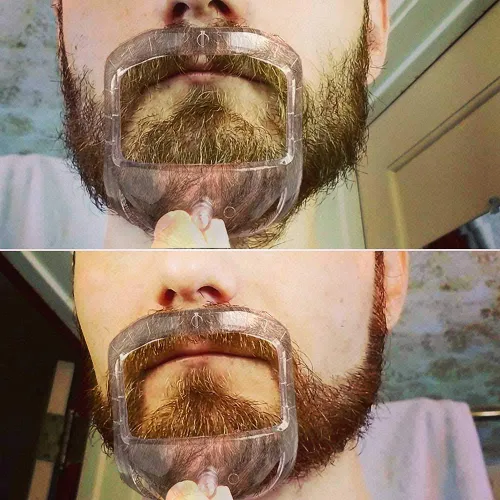 Miniatura 4 de Herramienta moldeadora de barba, bigote y perilla para peinado facial, plantilla de peinado para el cabello de la cara para hombres - Transparente