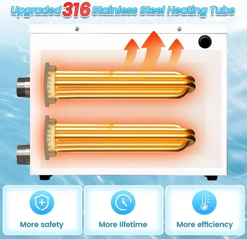 Miniatura 3 de Calentador eléctrico de piscina para piscinas enterradas y sobre el suelo, 11 kW, 220 V, calentadores de bañera de hidromasaje con pantalla táctil