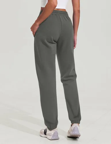Miniatura 4 de Pinspark Pantalones deportivos con forro polar para mujer, para invierno y otoño, pantalones deportivos casuales holgados con bolsillos