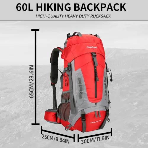 Miniatura 5 de King'sGuard Mochila de senderismo de 60 L para hombres y mujeres, mochila ligera para acampar y senderismo con cubierta para la lluvia, mochila