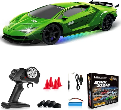 Miniatura 14 de Coche RC de Deriva 1:24 Coche de Control Remoto 4WD 24KM/H Coche de Carreras Deportivas de Alta Velocidad con Luces LED Juguetes de Coches RC
