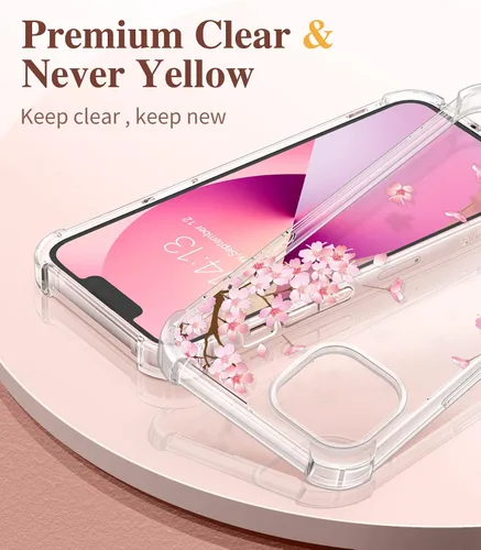Miniatura 3 de GVIEWIN - Funda diseñada para iPhone 13 de 6.1 pulgadas, con protector de pantalla de vidrio templado y protector de lente de cámara, diseño floral