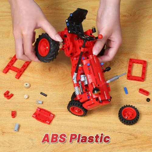 Miniatura 5 de Juego de bloques de construcción clásicos de tractor rojo 1/12, kit de construcción de tractor de granja para niños a partir de 6 años, kit