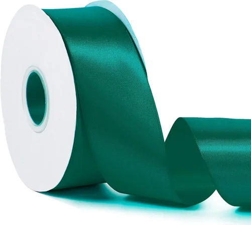 Miniatura 120 de Cinta de satén de color liso verde manzana de 1-1/2 pulgadas x 50 yardas, cinta de tela de poliéster de alta densidad de doble cara para envolver