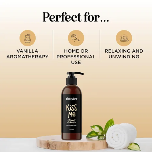 Miniatura 7 de Aceite de masaje sensual de vainilla para parejas, aceite de masaje relajante de cuerpo completo para una cita nocturna con coco hidratante y aceite