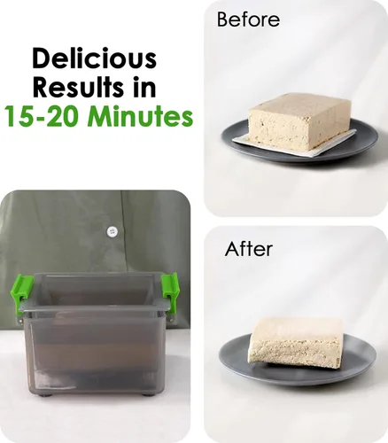 Miniatura 5 de Prensa de tofu apta para lavavajillas, elimina fácilmente el agua en 10-20 minutos, hasta 3 veces más eficiente prensado de tofu, sin BPA con Apto