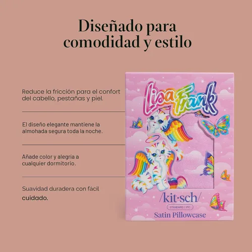 Miniatura 4 de Lisa Frank x Kitsch - Funda de almohada de satén con cremallera para cabello y piel, más suave que las fundas de almohada de seda, funda de almohada