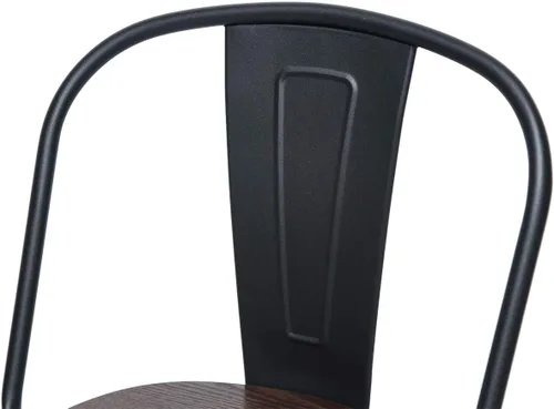Miniatura 8 de HAOBO Home Taburetes de bar de 24 pulgadas de respaldo alto con asiento de madera [juego de 4] taburetes de bar de altura de mostrador, negro mate
