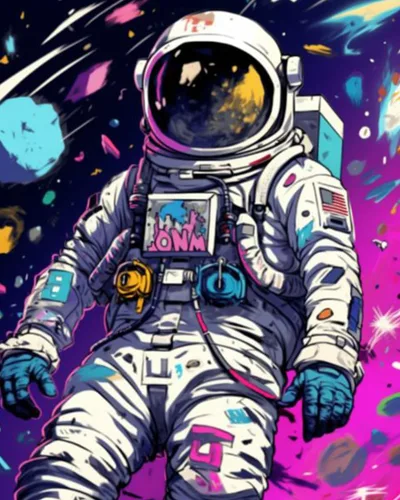 Tucocoo Graffiti Astronauta - Pintura por números para adultos, espacio exterior, astronauta, pintura al óleo digital, pintura acrílica, kits de