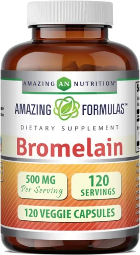 Miniatura 7 de Amazing Formulas Bromelain 500mg 2400 GDU, 60 cápsulas vegetarianas Sin OMG Sin gluten Fabricado en Estados Unidos Ideal para vegetarianos