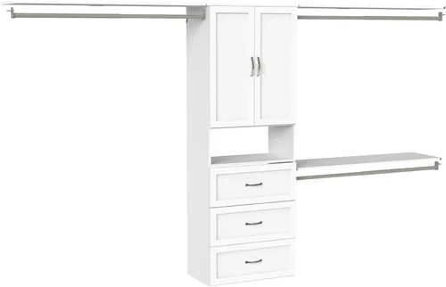 Miniatura 13 de ClosetMaid SuiteSymphony - Kit de armario colgante incluye (1) torre, (3) varillas para armario y (6) estantes, color blanco