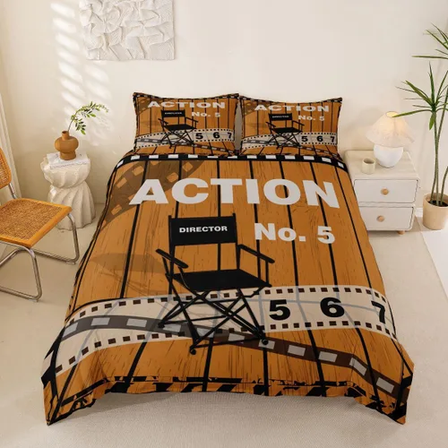 Miniatura 14 de Homewish Theater Cinema Poster Duvet Cover Set Twin Size,Retro Movie Bedding Sets 2Pcs for Kids Girls Boys Teens Room Decor,Popcorn Comforter Cover