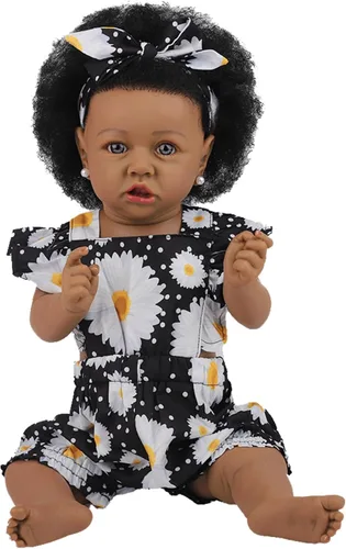 Miniatura 14 de HOOMAI - Muñeca imitación de bebé real, con cuerpo suave de 22.8 pulgadas, muñeca realista de niña afroamericana