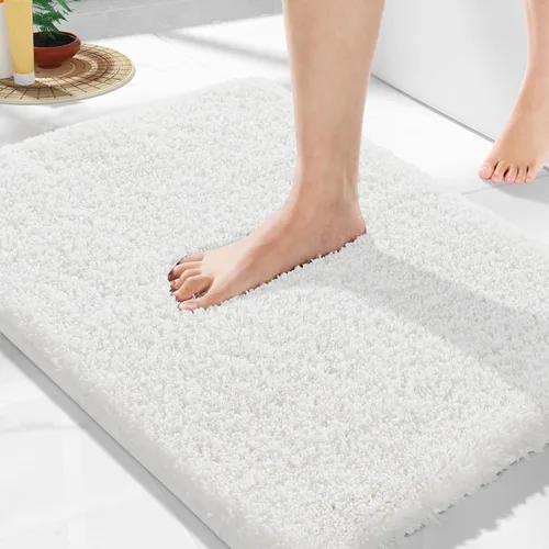 Miniatura 102 de Yimobra Alfombra de baño de felpa esponjosa, súper lanuda suave, cómoda, antideslizante, absorbente de agua, alfombra de baño de microfibra que se