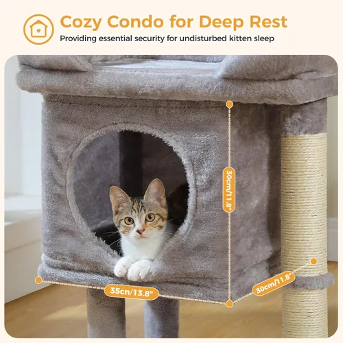 Miniatura 5 de PAWZ Road Árbol para gatos de interior, torre para gatos de 26 pulgadas con percha grande, condominio privado, condominio pequeño para gatos