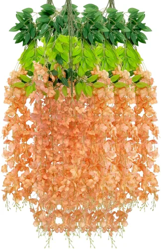 Miniatura 38 de Paquete de 12 guirnaldas de flores colgantes de glicina blanca, enredaderas de flores artificiales de 3.77 pies, glicinia falsa, guirnalda colgante