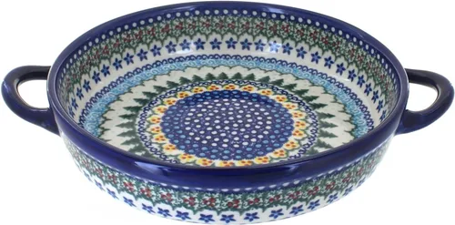 Miniatura 4 de Blue Rose Polish Pottery - Horno redondo pequeño Ashley naranja con asas, 9 pulgadas de diámetro, único, apto para lavavajillas y duradero