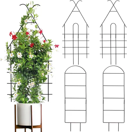 Miniatura 13 de ZOUTOG Enrejado para plantas trepadoras de interior, paquete de 4 unidades de 30 pulgadas, enrejado de jardín de metal resistente al óxido para Negro