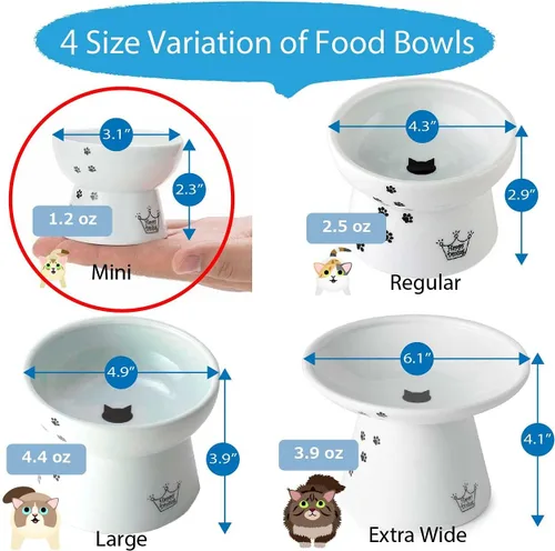 Miniatura 4 de Necoichi - Cuenco elevado de comida para gatos, cuenco elevado de cerámica para fatiga de bigotes y cuello, apto para lavavajillas y microondas
