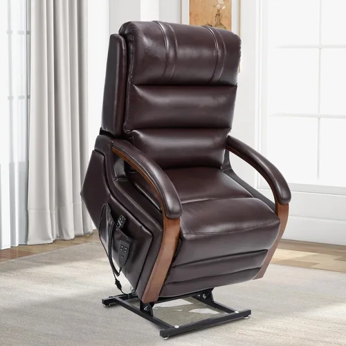Miniatura 12 de Sillón reclinable de elevación eléctrica de doble motor Trustyue, reclinable plano, silla elevadora con masaje y calor, asistencia para pararse