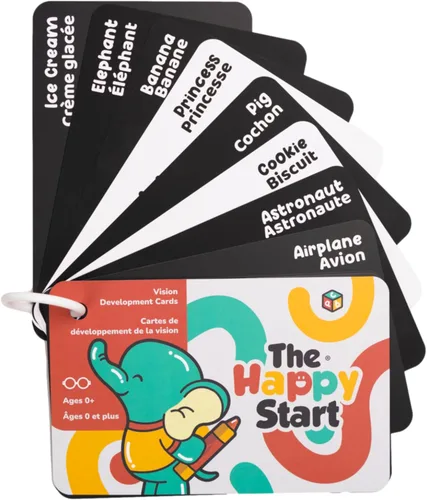 Miniatura 12 de Happy Start Tarjetas de Bebé de Alto Contraste para Recién Nacidos - Tarjetas en Blanco y Negro, Resistentes al Agua, Sin BPA, Tarjetas Educativas