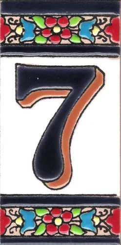 Miniatura 33 de Número de Casa - Número para Casa, Cerámica Esmaltada, Técnica Española Pintada a Mano Cuerda Seca, Nombres y Direcciones, Modelo Flor 2.2 x 4.1 in 8