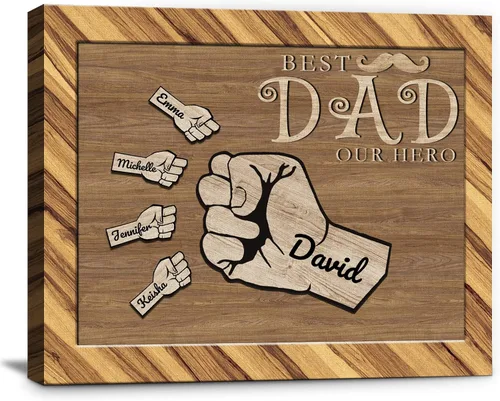 Miniatura 17 de Eternalart Regalos únicos para papá, abuelo, esposo de hija, hijo, esposa, impresiones en lienzo personalizadas con nombres de niños para padre