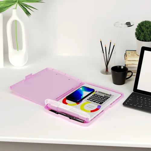 Miniatura 7 de Piasoenc Portapapeles con almacenamiento, caja de organización de 8.5 x 11 pulgadas con soporte para bolígrafo y carpeta de papel legal A4, folio